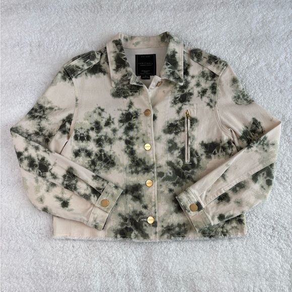 Sanctuary Cream and Green Tie-Dye Jean Jacket - Picture 2 of 16